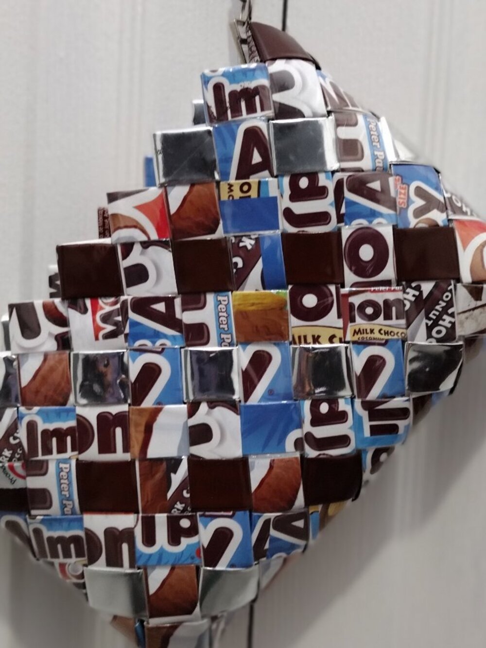 Nahui Ollin Recycled Candy Wrapper Wristlet Bag Eco Upcycled Chocolate Clutch - Picture 2 of 7